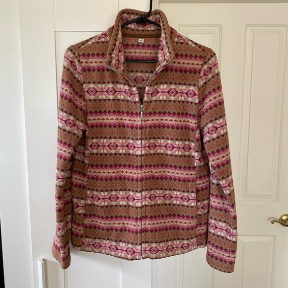 Uniqlo Women's Fleece All Over Zip-up Jacket Size L Winter Theme Colorful - Picture 1 of 4